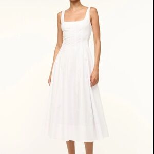Staud Wells Midi Dress, White, NWT, Size 0